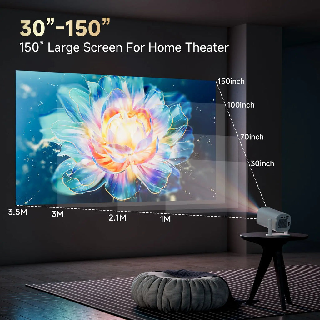Smart Room Mini Projector Android 14 WiFi6 BT 5.0 Supports 4K 1280
