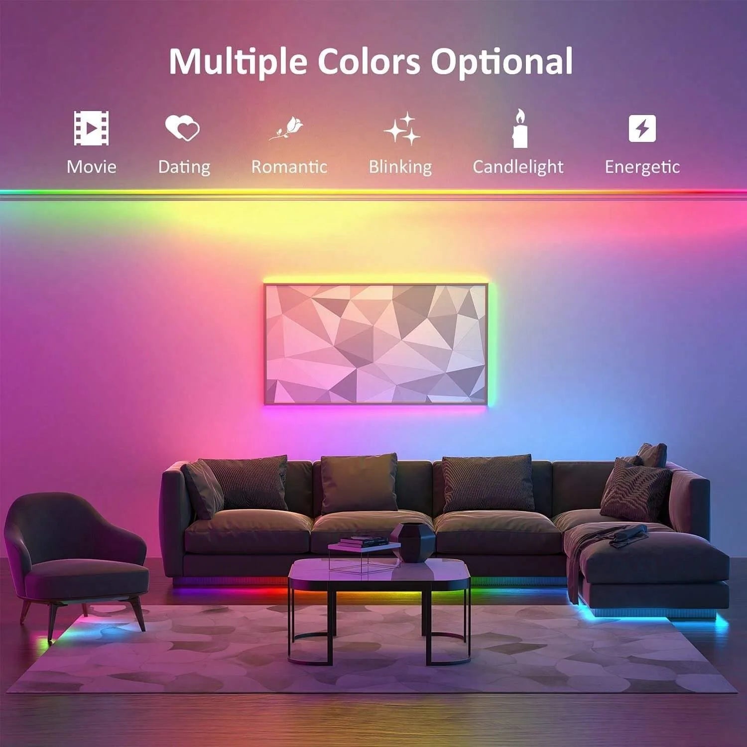 RGB USB LED Strip, APP with 44 Key Remote Control, Suitable for Bedroom, Living Room, Kitchen, Esports Decoration Night Light