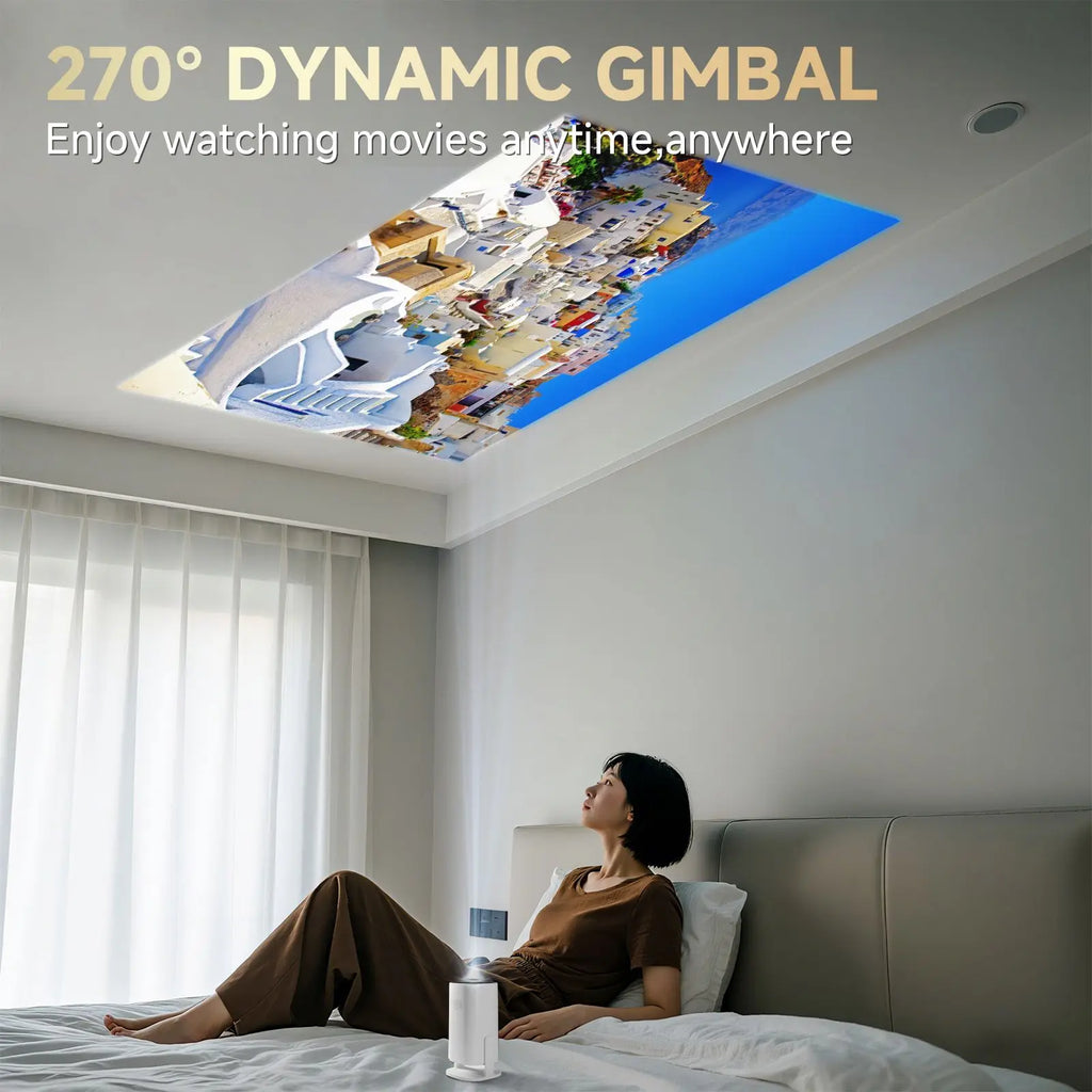 Smart Room Mini Projector Android 14 WiFi6 BT 5.0 Supports 4K 1280